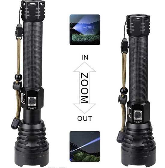XHP90 3000LM Tactical 3 Mode Zoom Flashlight LED Hunting Torch
